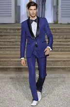 FOLOBE Custom Made Royal Blue Tuxedo Men Wedding Suits Groom Formal Business Suits Party Suits Blazer+Pants+Vest