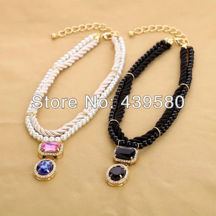 

xl00337 Imitated Jewelry For Women Qingdao Factory Wholesale Price Quality Statement Pendant Girl Fabric Rope Necklace Jewelry