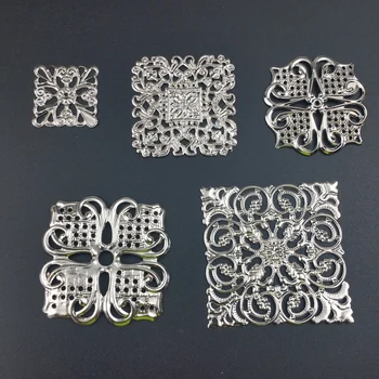

20Pcs Filigree square Connectors Metal Crafts Gift Decoration DIY Findings