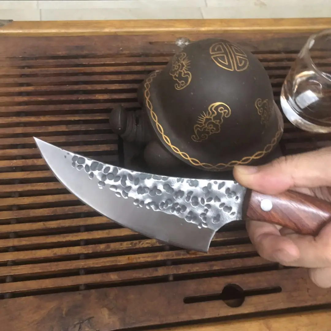 Фиксированный нож из высокоуглеродистой стали, Кливер, кованый нож шеф-повара, кухонные ножи из углеродистой стали, инструмент для нарезки мяса и овощей