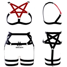 Пентаграмма ремень крепления к туловищу белье набор для женщин грудь бюстгальтер пояс танец подвязка в готическом стиле эластичный ремень для регулировки Хэллоуин Фестивальная одежда