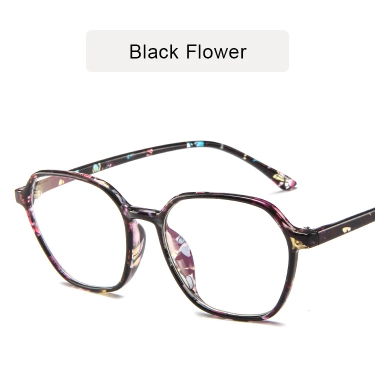 KOTTDO New Retro Glasses Frame Fashion Computer Glasses Frame Polygonal Glasses Frame Prescription Eye Glasses Frame Women - Цвет оправы: black flower