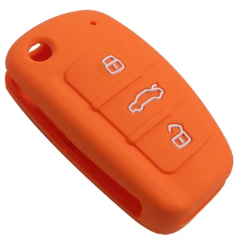Jingyuqin пульт дистанционного управления 3 кнопки Силиконовый складной флид ключ чехол для Audi A2 A3 A4 A6 A6L A8 S5 Q7 TT держатель - Color: orange