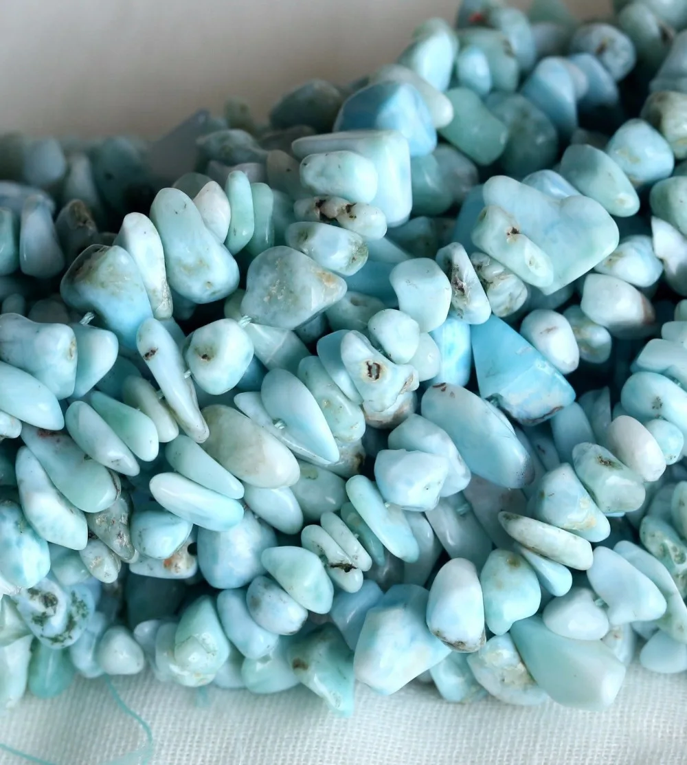 Natural Genuine Blue Larimar Chip Nugget Free Form Loose Beads 3x8mm 16 ...