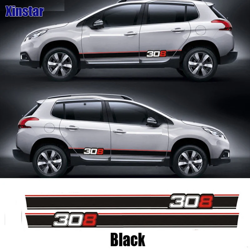 

2pcs/lot Car side sticker for Peugeot 208 308 2008 3008 Car Accessories