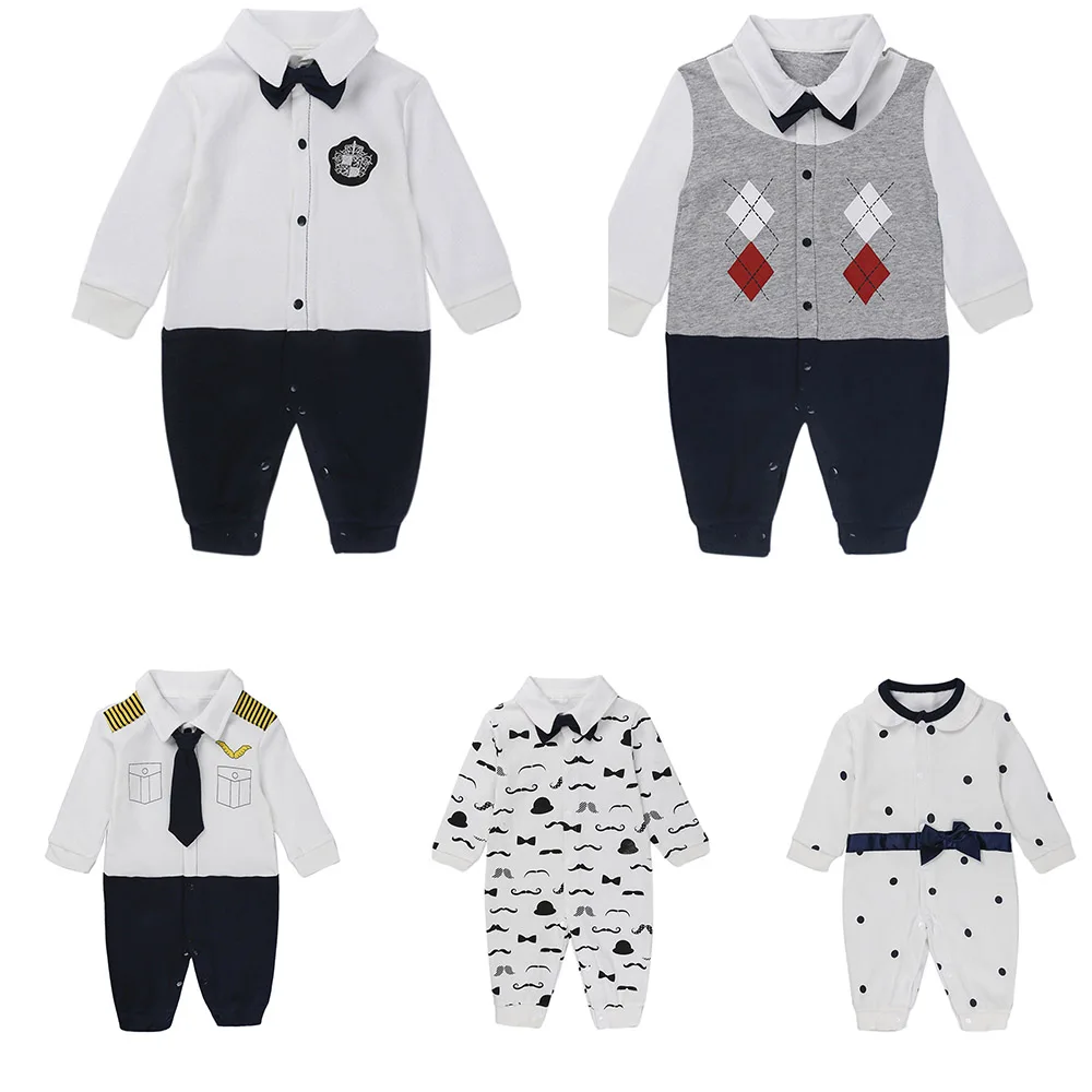 

Newborn Baby Clothing Long Sleeve Gentleman Rompers 0-24M Baby Boys Girls Cotton Jumpsuit Infant Body Clothes Autumn Costumes