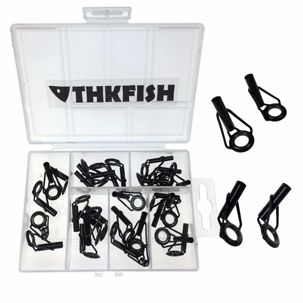 

30Pcs 3.0mm-4.5mm Fishing Rod Guides Tip Tops Repair Kit Black Nickel Fishing Rod Guide Tip Top Replacement Kit