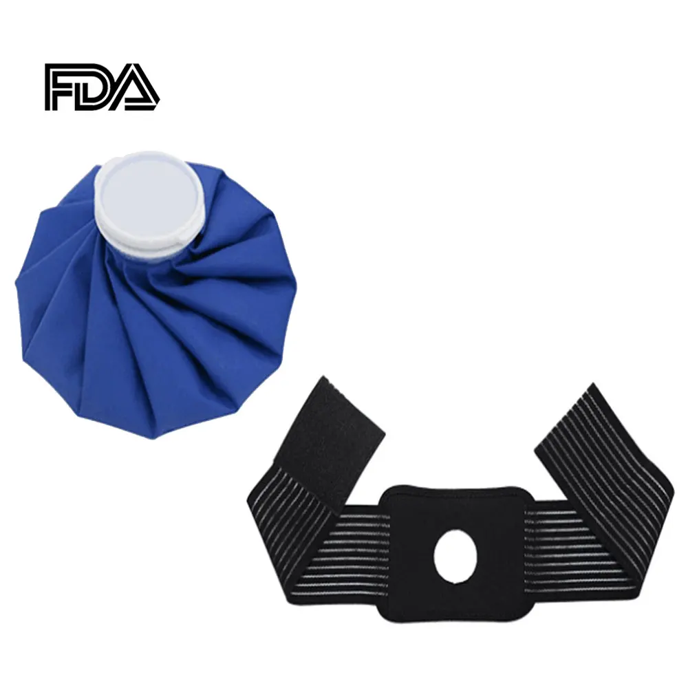 

9 inch Ice Bag Cold Pack for Injuries Neck Knee Pain Relief Hot & Cold Therapy and Pain Relief, With Black Stripe Strap