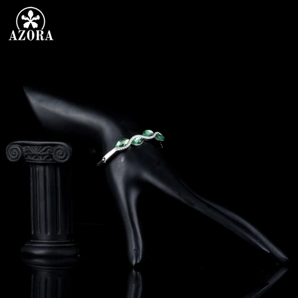 AZORA Fashion Jewelry 4pcs Light Green Stellux Austrian Crystal Water Drop Bangle Bracelet for Women TB0066