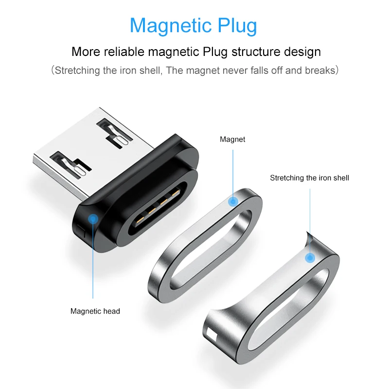 Elough Магнитный кабель USB Type C для iphone xr Samsung A50 Micro зарядный usb tipo c 7|Кабели мобильных