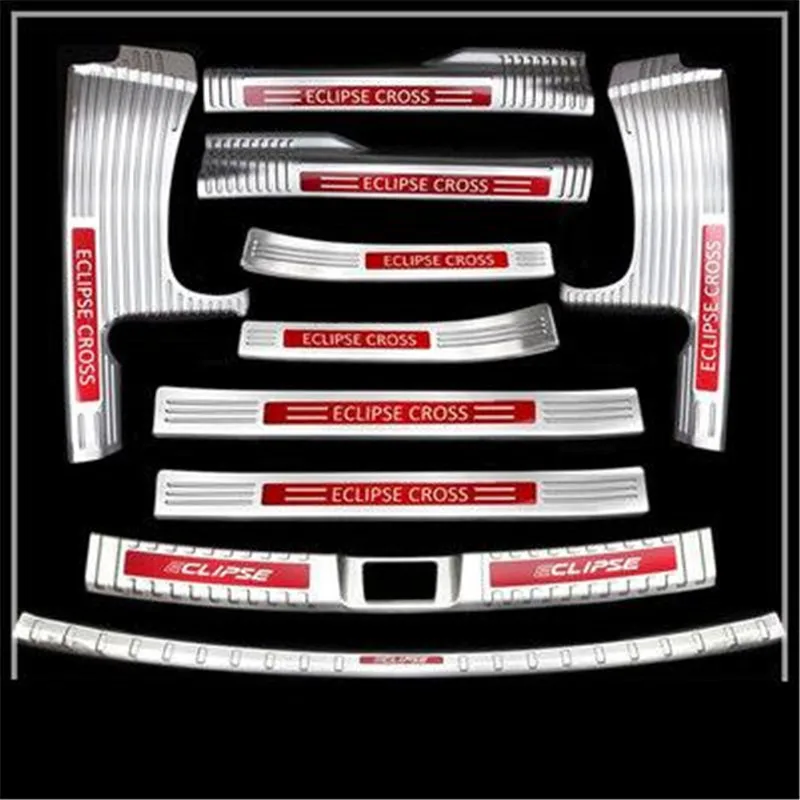 

10PCS/CET Stainless Steel car Scuff Plate/Door Sill Rear Bumper Protector Sill Car styling For Mitsubishi Eclipse Cross 2018