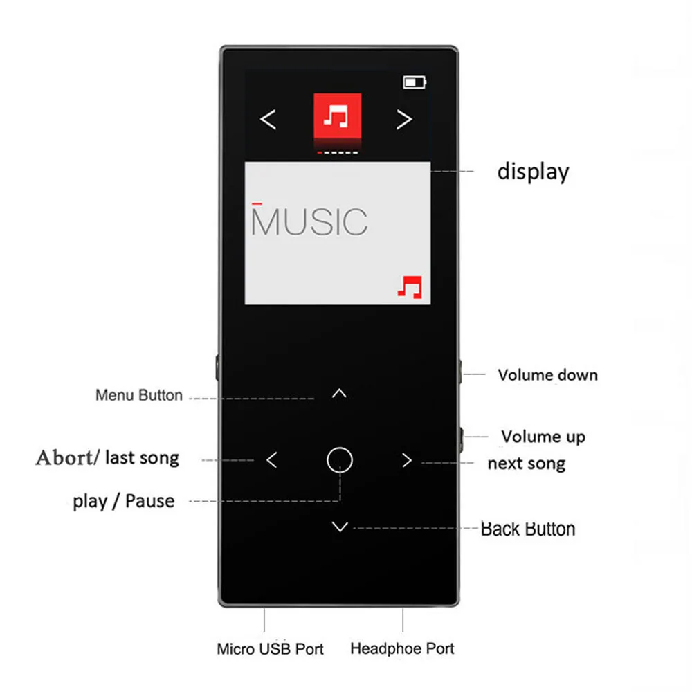 HiFi MP3 плеер Bluetooth с 16 Гб 1,8 экран MP3 плеер Высокое качество без потерь аудио MP3 FM Запись голоса MP3