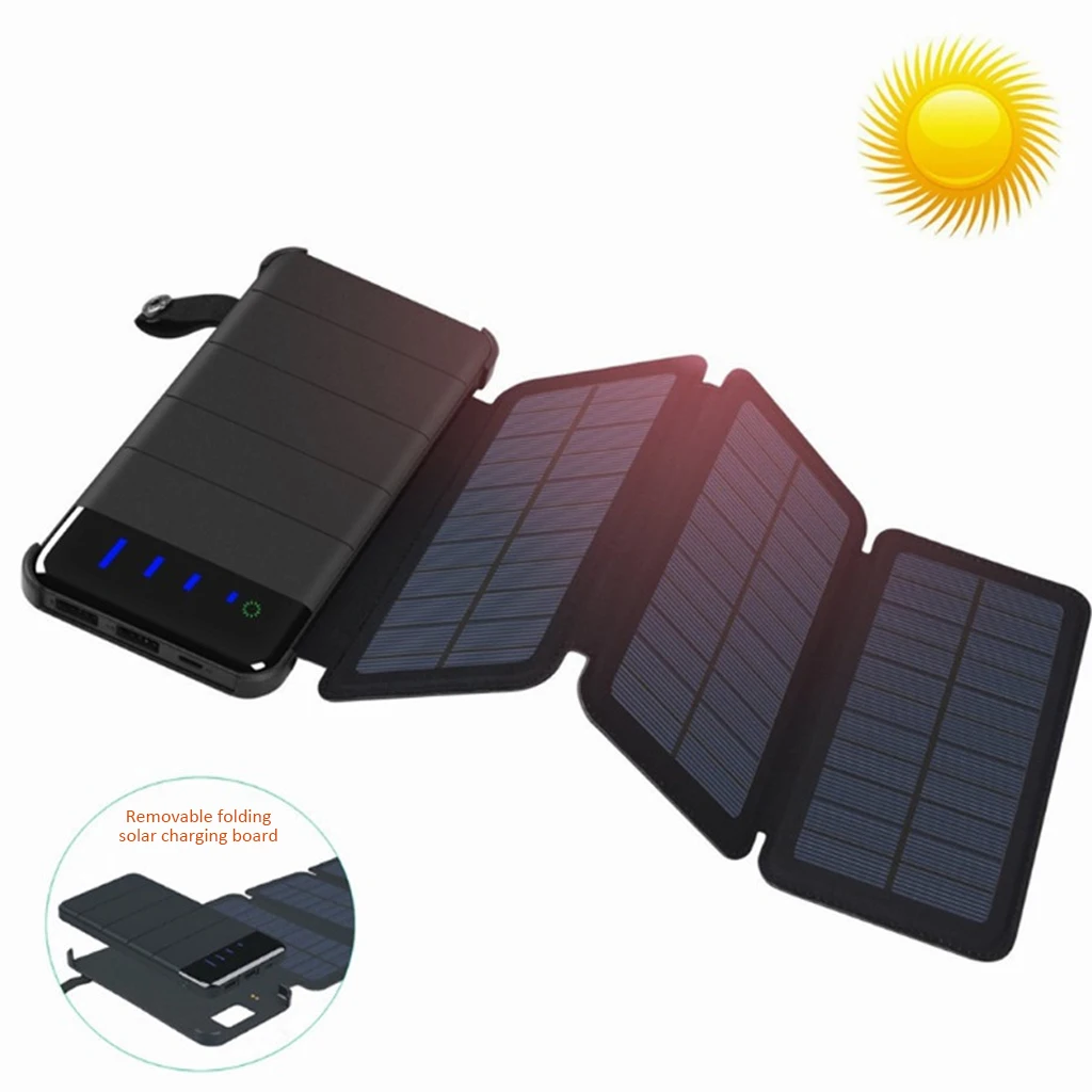 

Solar Panel Charger Mobile Power 10000mAh Mobile Phone Battery Dual USB Port Outdoor Portable Folding Waterproof Power Supply