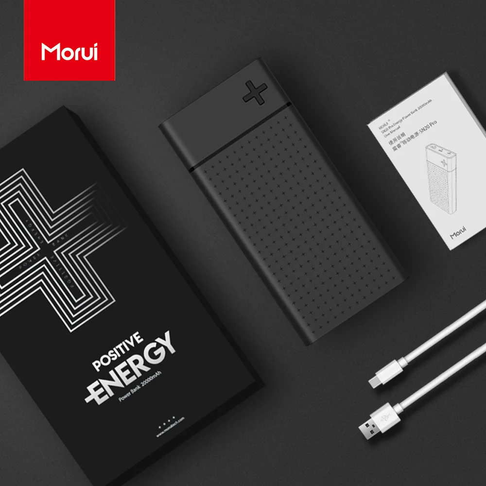 MORUI 20000mAh Power Bank SN20 Pro Quick Charge 3.0 External Battery USB QC3.0 + 18W Type C PD3.0 Ports Fast Charging Powerbank MORUI 20000mAh Power Bank SN20 Pro Quick Charge 3.0 External Battery USB QC3.0 + 18W Type C PD3.0 Ports Fast Charging Powerbank
