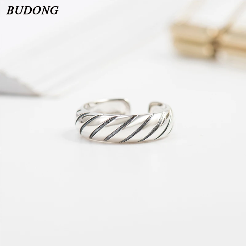 

BUDONG Mother's Day Gift Authentic 100% 925 Sterling Silver Rings Simple Ring Original Wedding Jewelry Drop shipping XURT005