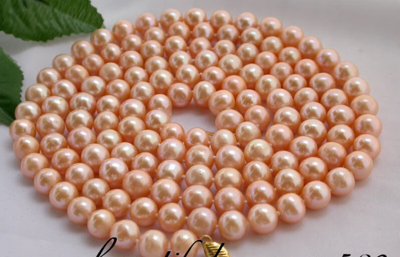 

FREE SHIPPING ***** Z1884 NATURAL 50" 10mm round pink freshwater pearl necklace