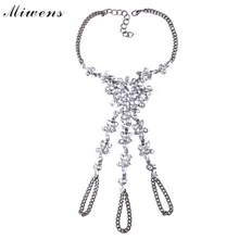 Miwens Brand Luxury Fashion Bridal Jewelry Bracelet Chain Link women Crystal Flower Bracelets vintage Wedding Bracelet 7621