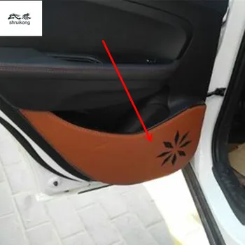 

Free shipping 4pcs/lot PU leather car stickers car accessories door protection kick cover for 2015-2017 Brilliance V3