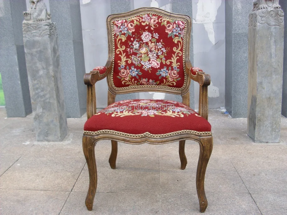Free Shipping Antique Arm Chair Fauteuil Louis XV Style Gobelin Free shipping Antique Arm Chair Fauteuil Louis XV style Gobelin Tapestry Carved Wood Hobnails with needlepoint covers -in Dining Chairs from Furniture on ... - Free Shipping Antique Arm Chair Fauteuil Louis XV Style Gobelin