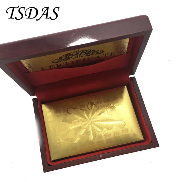 New 24k Carat Gold Foil Plated Playing Cards With Fu New 24k Carat Gold Foil Plated Playing Cards With Fu Letter Nice Wooden Box