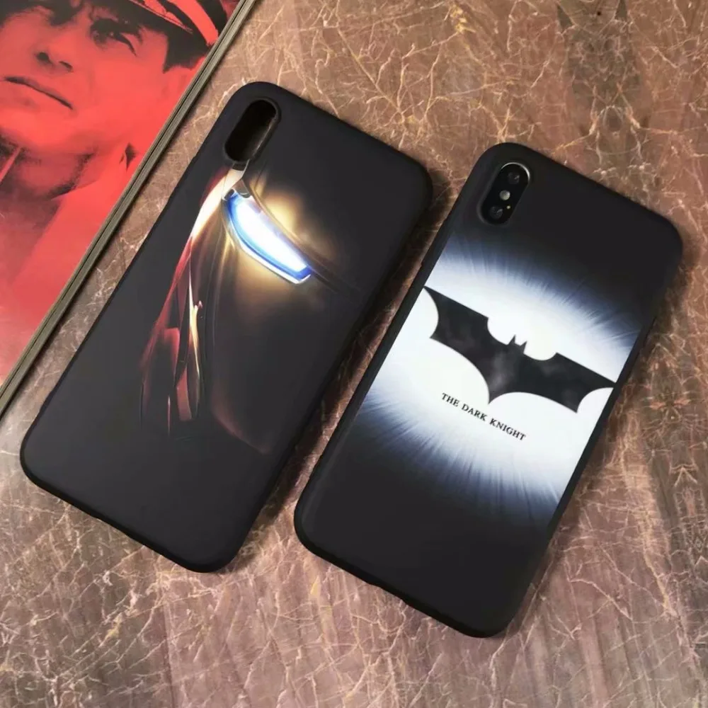 

Hot Fashion Marvel batman Scrub soft cover case for iphone 6 6S plus 7 7plus 8 8plus X 10 DC Luminous iron man phone cases
