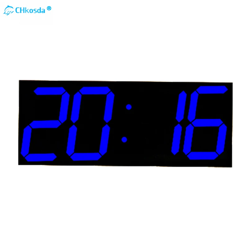 Blue Wall Clock Digital Wandklok Controle Remoto Living Room Kitchen