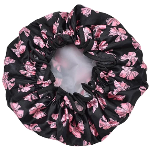 

printing Wave point Waterproof shower cap(black)