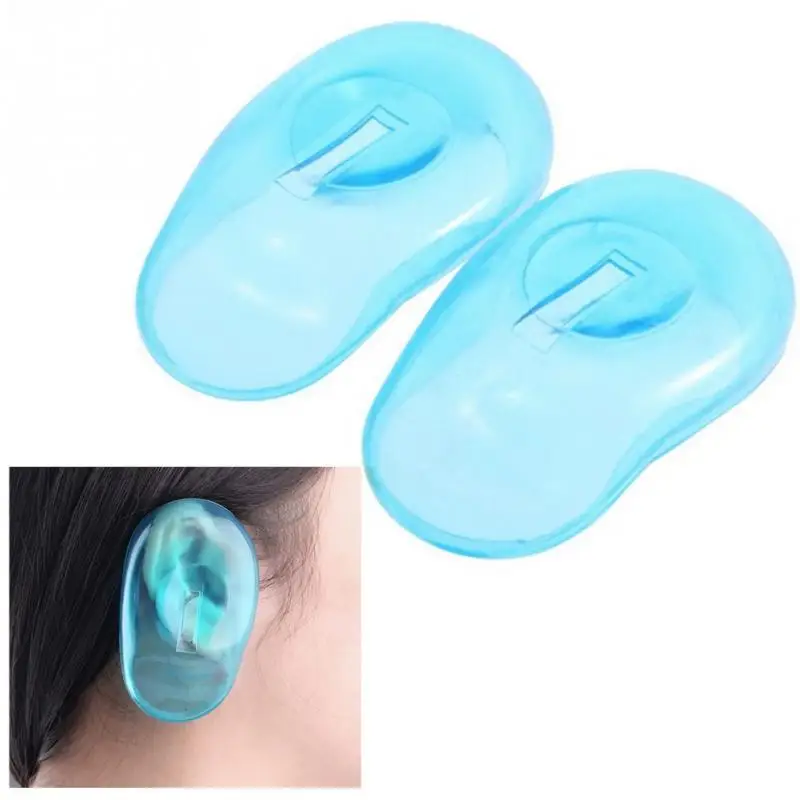 

2Pcs Salon Hair Dye Transparent Blue Silicone Ear Cover Shield Barber Shop Anti Staining Earmuffs Protect Ears From The Dye