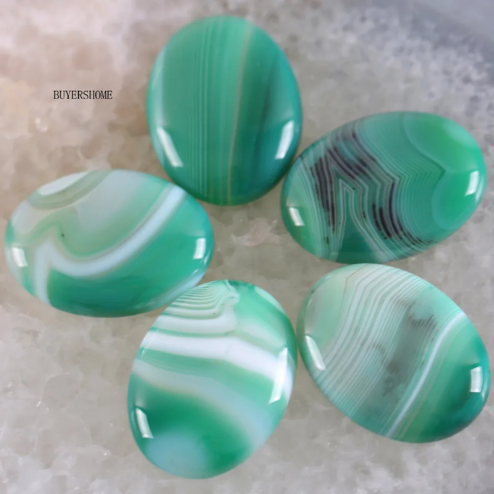 

Free Shipping New without tags Stone 30x40MM Natural Green Onyx Bead CAB Cabochon 1Pcs RK1703
