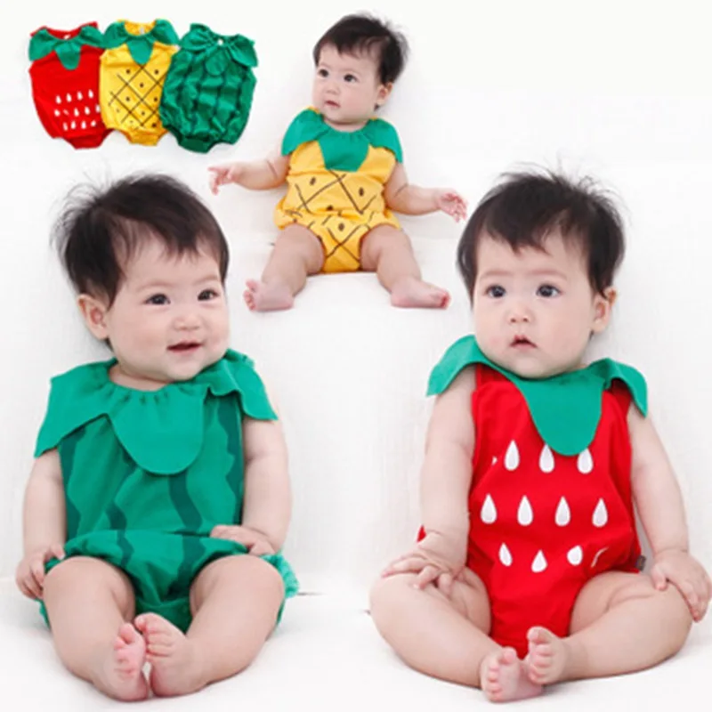 

Summer baby girl boys Cute fruits Clothing Sets for Newborn Infant cartoon animal tiger Watermelon strawberry Jumpsuits suit