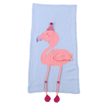 Трикотажное одеяло для маленьких мальчиков и девочек, фламинго, пеленка для сна, покрывало для детской кроватки, мягкие полотенца, детский пляжный коврик - Цвет: Blue