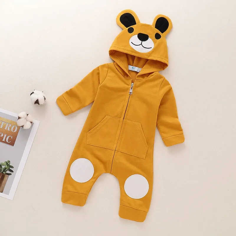 

Baby Rompers Infant Toddler Kids Boys Girls Hoodie Romper Zip Jumpsuit Cotton Long Sleeve Spring Cotton Baby Rompers