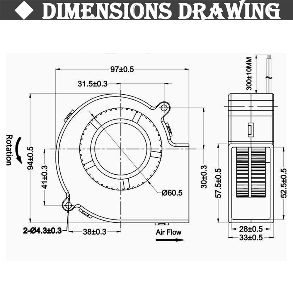 Gdstime DC 9733 12V 24V Вентилятор 97mm 97x33mm BBQ воздуходувка большой поток центробежный