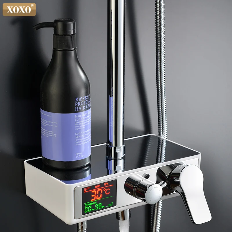 Günstige XOXO luxus dusche wasser dynamische digitale intelligente display und dusche wasserhahn Die led dusche wasserhahn set Badezimmer Mixer 88010
