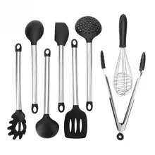 8Pcs/Set Silicone Kitchen Utensil Home Restaurant Cooking ToolsLong Handle Kitchen Turner Spoon Cooking Tools