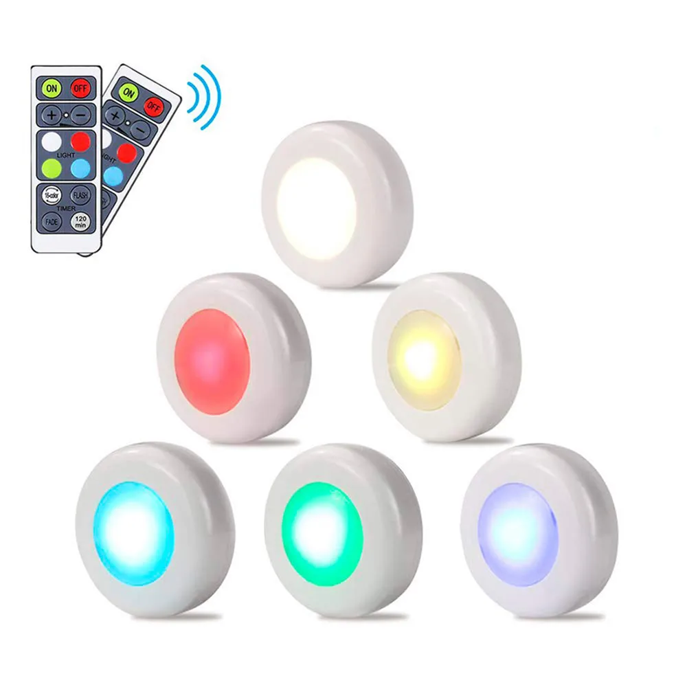 

LED Closet Light Wireless Dimmable Touch Sensor RGB 16 Colors 3 Modes Under Cabinet Light LED Puck Light Wardrobe Night Lights