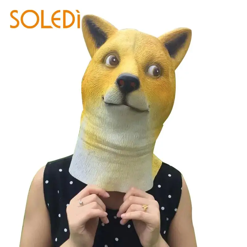 Dog Head Animals Mask Halloween Latex Costume Celebration Adults Women