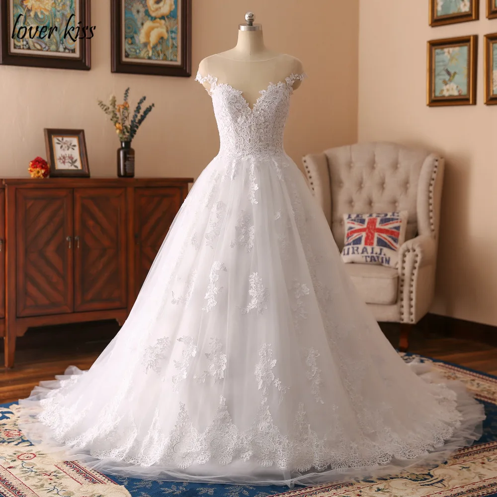 Lover Kiss Vestido De Noiva 2019 Cap Sleeves Destination Wedding