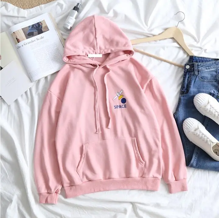 

Cute Letter Pattern Embroidered Hooded Sweatshirt