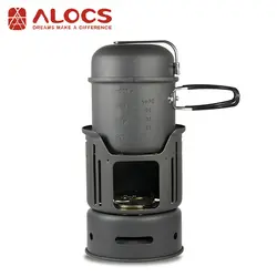 Alocs 1-2 человек Открытый Кемпинг горшок чаша плита набор CookerCookware спирт горение 600 г CW-C01