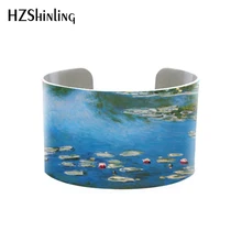 Brazalete de lirios de agua, pulsera de paisaje de estanque hecha a mano, Regalos de joyería