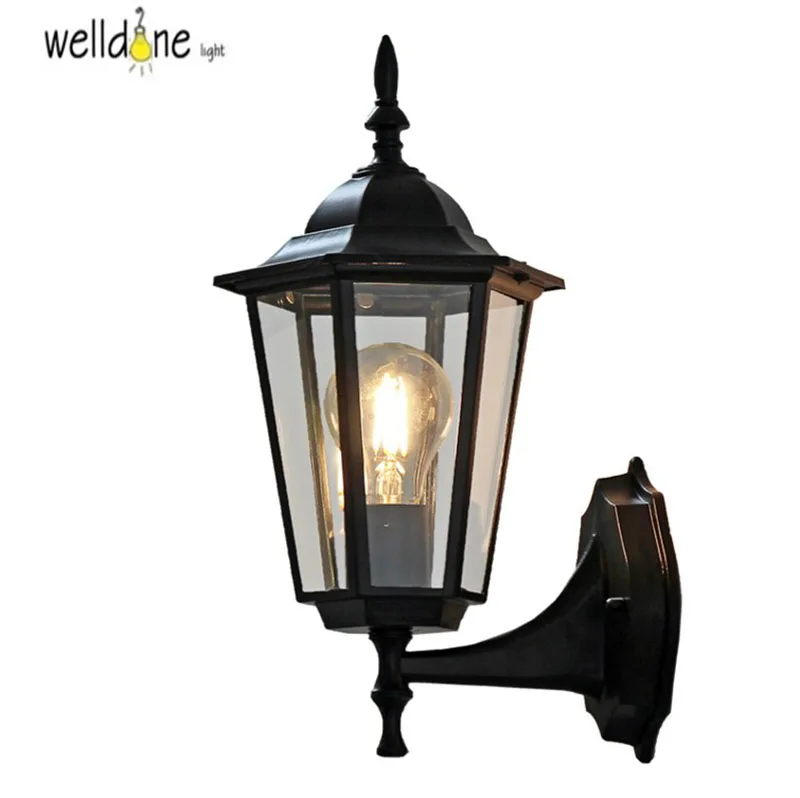 Waterdichte Aluminium spuitgieten Veranda Licht Outdoor Wandlamp Nooit Roest Cottage Antieke Tuin Yard Gangpad Straatverlichting Brons