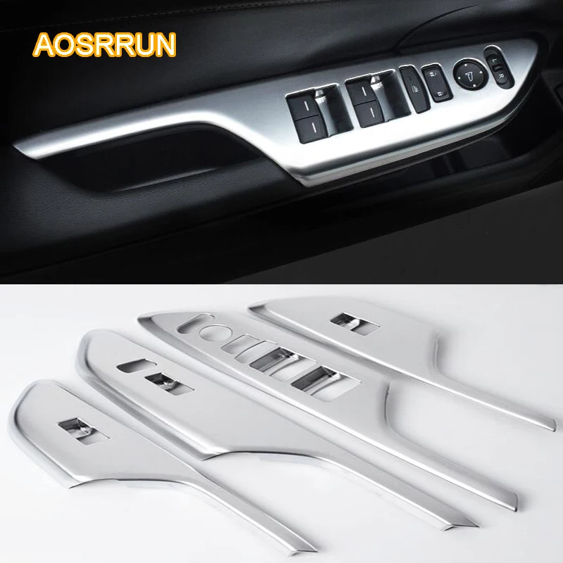 

AOSRRUN dumb chrome glass elevator button decorative sequins door inside armrest panel Suitable for Honda Civic 10th 2016 2017