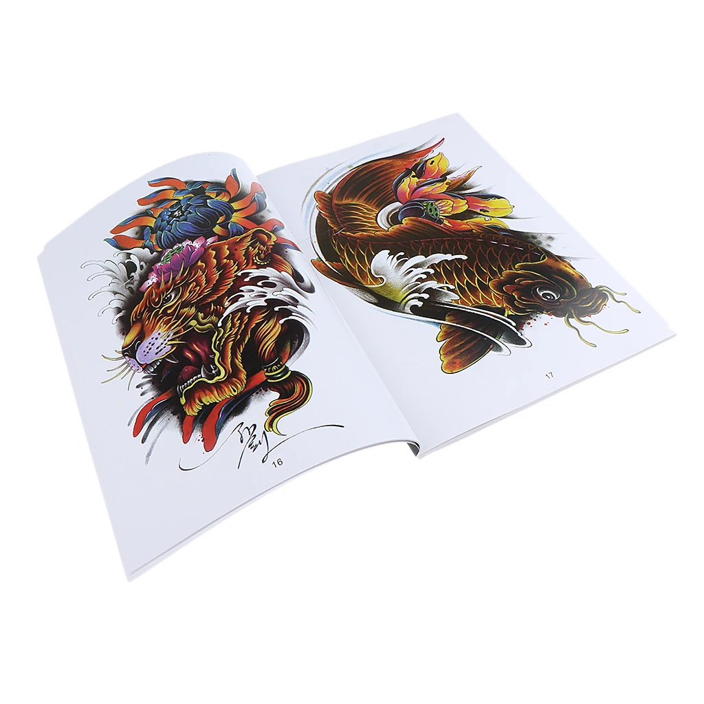 108 Pages Gorgeous Tattoo Art Designs Flash Manuscript Sketch Line Book Dragon Figures Skull Birds Flowers Butterfly Patterns
