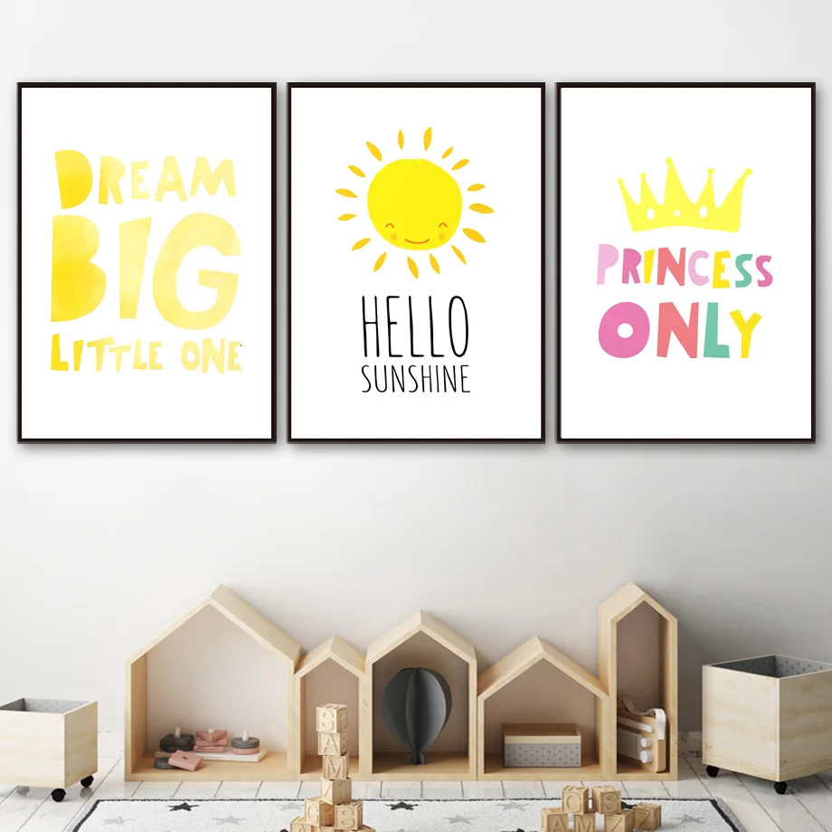 Dream Big Little One princess солнечные питомники скандинавские постеры и принты настенная