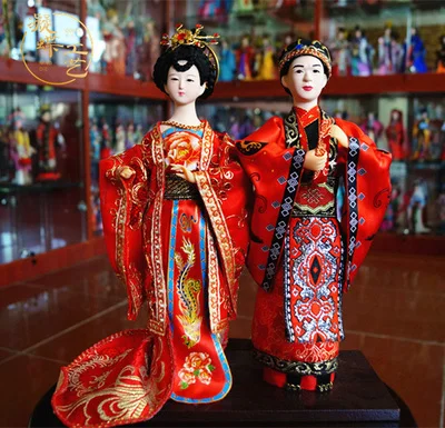 Древние китайские свадебные жених и кукла-невеста свадебный подарок комната для бракосочетаний украшение ремесла пара модель игрушка подарок для друга - Цвет: The Tang Dynasty
