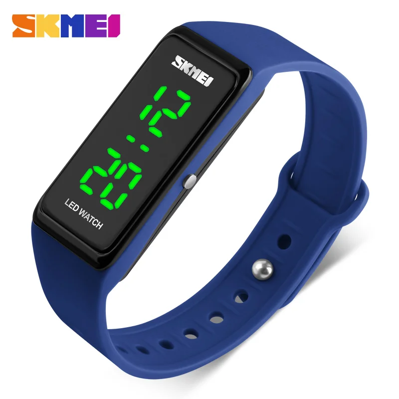 SKMEI женские спортивные цифровые часы повседневное силиконовые часы с подсветкой Дамская мода Фитнес электроники наручные Dijital коль Saati - Цвет: Dark Blue