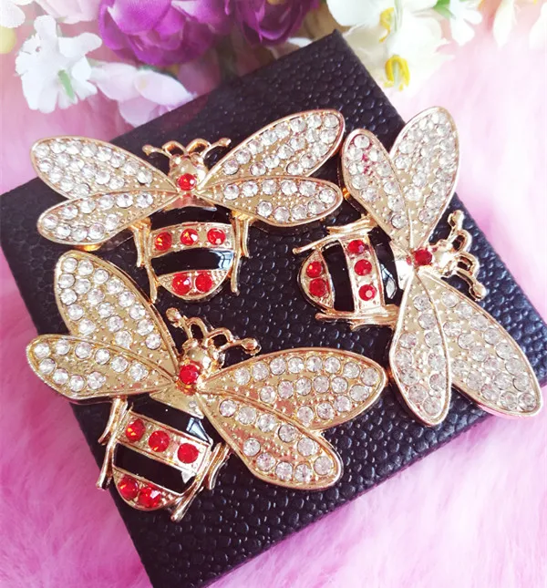 

6pcs per lot 5.3cm*2.8cm Rhinestones Bee Cell Phone DIY Alloy Decoration