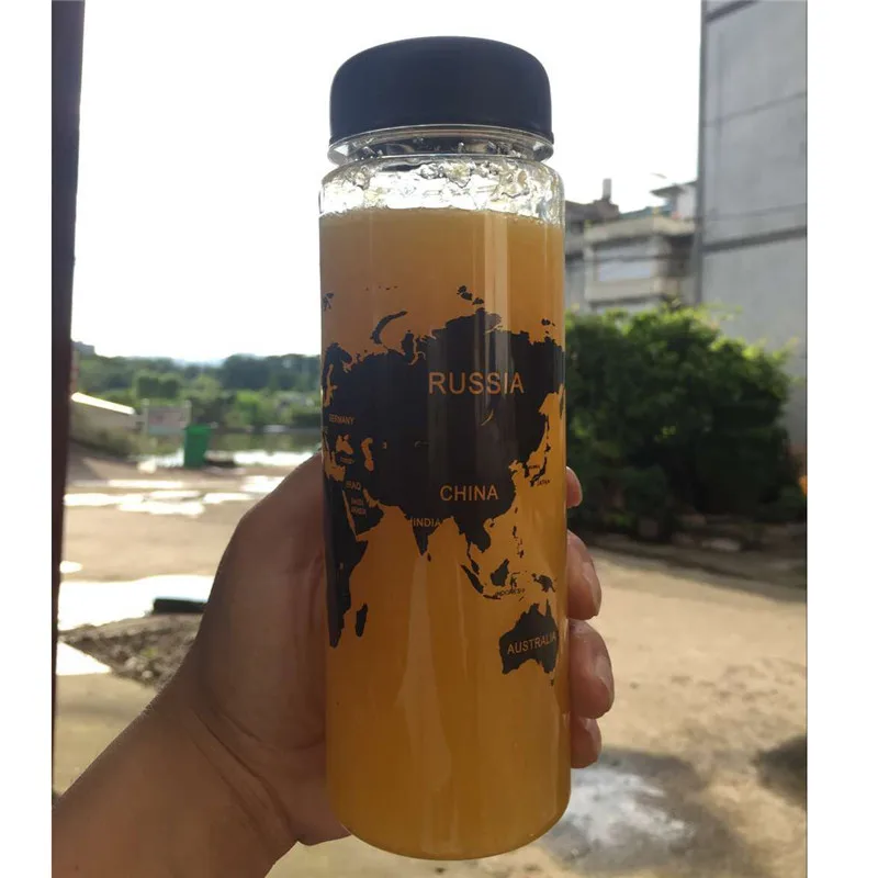 500ML Fashion map Water Bottle Fruit Juice Sport Portable Travel Botle PC Bottles for Water My Bootl 500ml Plastic bottles