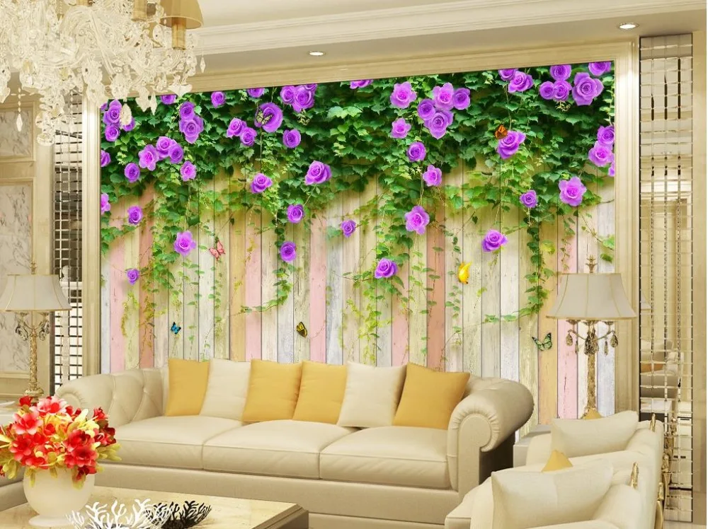 

custom 3d wallpaper rose Climbing tiger Wooden wall Background wall murals flower wallpaper